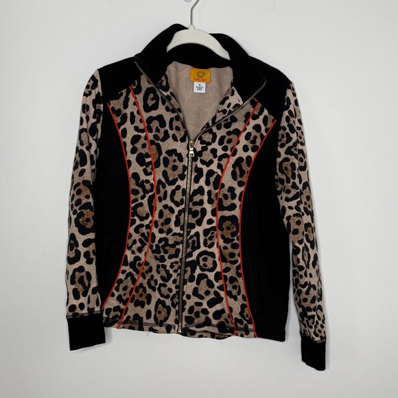 Ruby Rd Women's M Leopard Print Zip Jacket Mob Wife Y2k Vibe Athleisure Glam - Picture 1 of 5